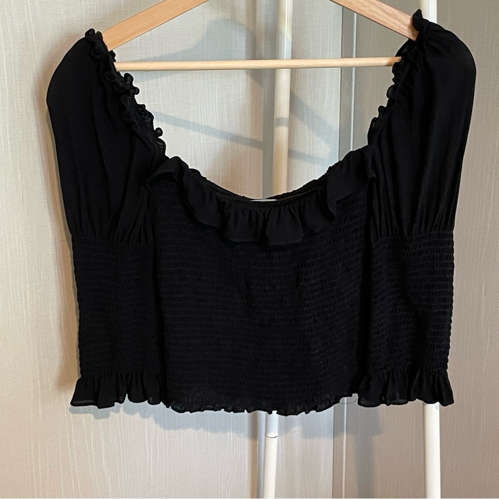 Reformation Black Ruffled Top - Picture 2 of 6